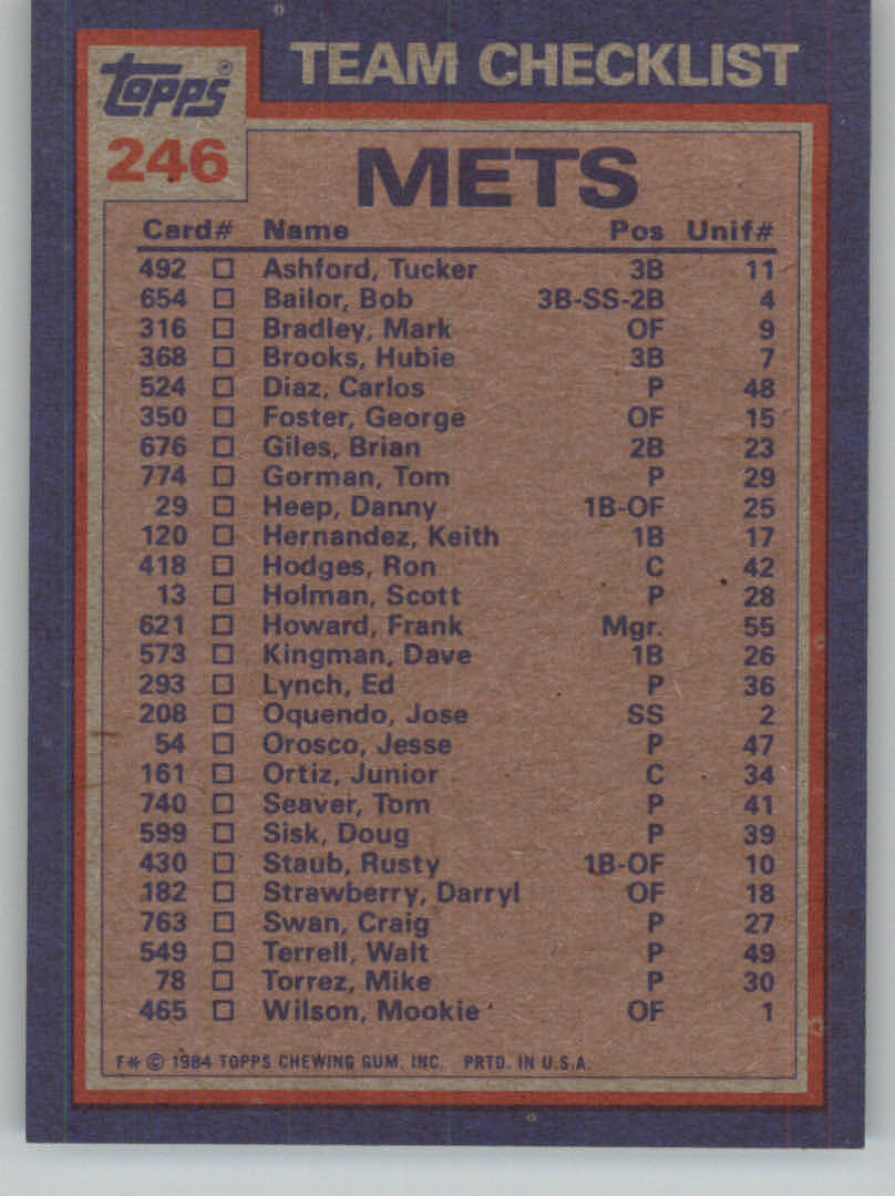 1984 Topps Baseball base set #201-400 (you pick, complete your set!)